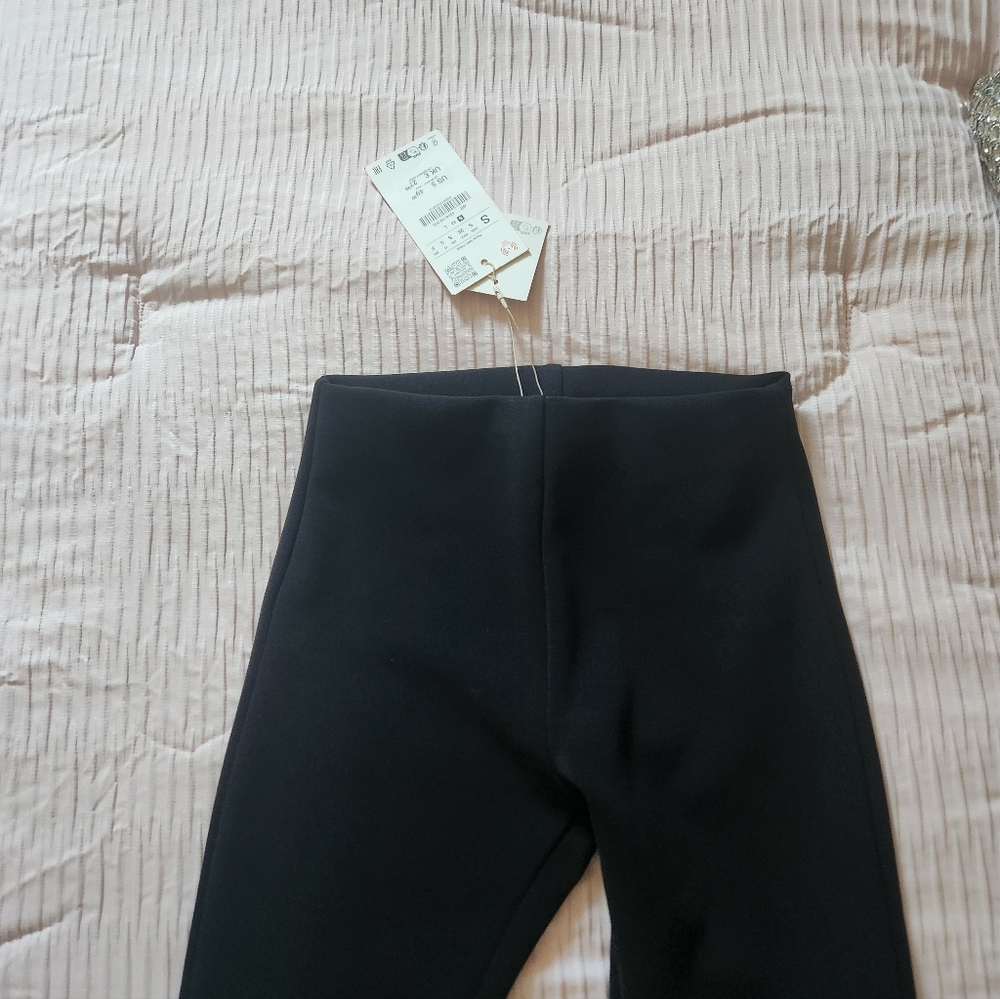 Zara Black Flared Pants with Beaded Trim - Picture 2 of 3